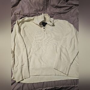 American Eagle Outfitters Men's Zip-Up Cream Sweater